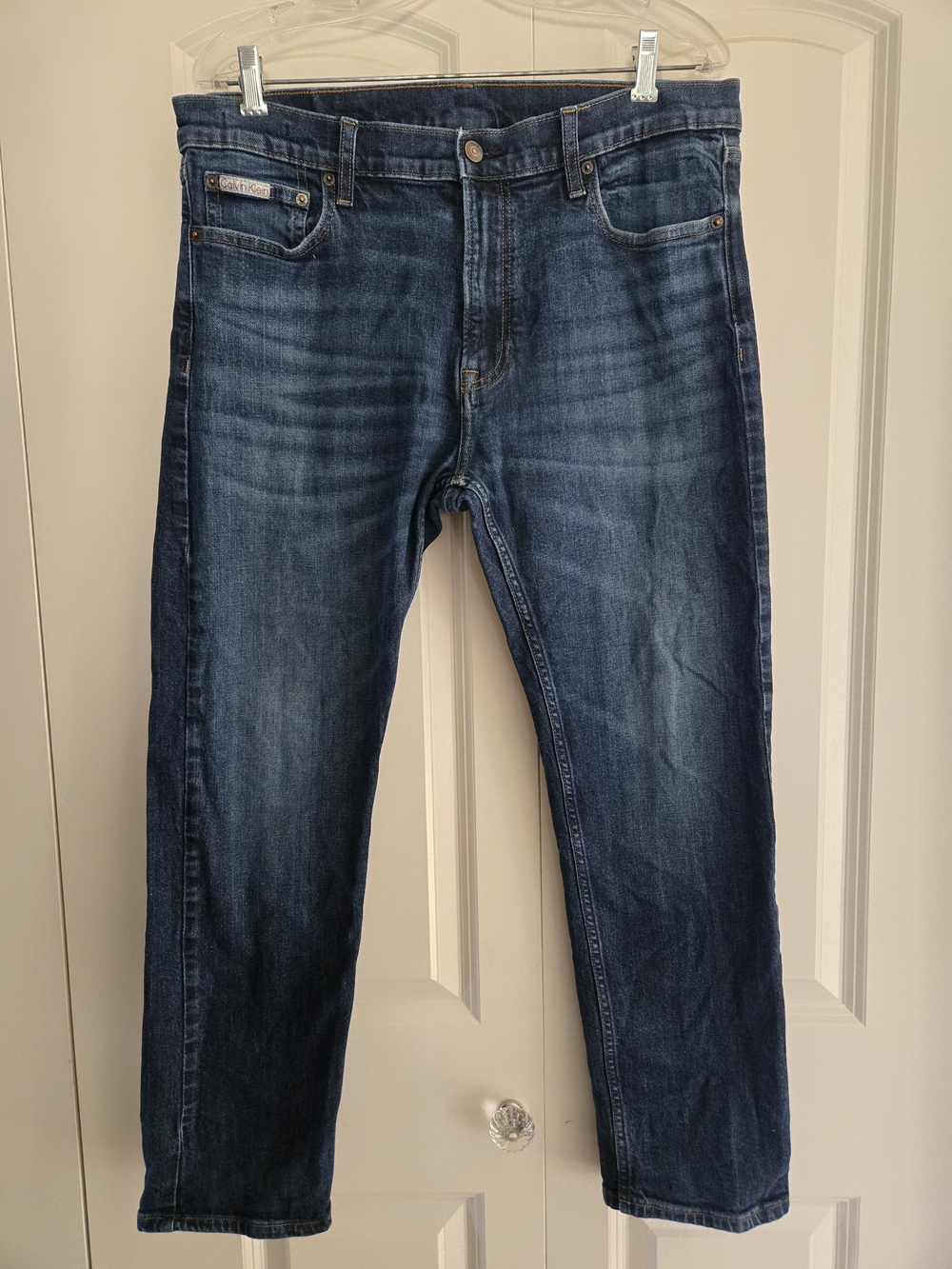 Calvin Klein Men's W34 X L30 Indigo Slim Straight Jeans